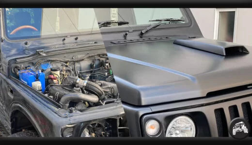 ジムニーのボンネット塗装＋エアインテーク増設編