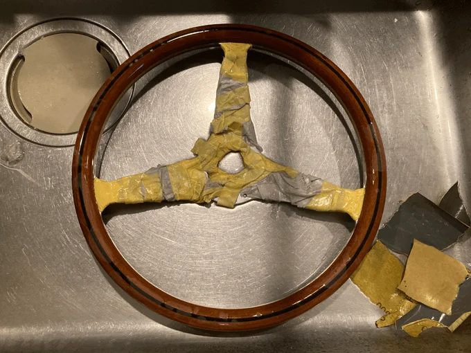 ジムニー ナルディ ウッドステアリング クリア 研磨 磨き